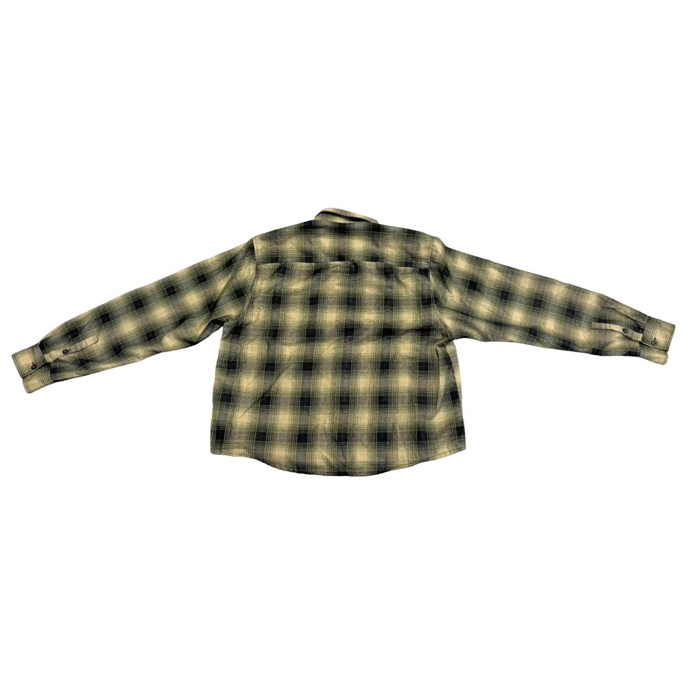 Dixxon Flannel Mens The Platoon Long Sleeve Black Yellow Button Plaid Shirt LT - Picture 2 of 4